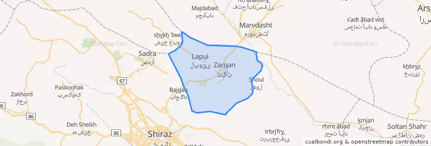 Mapa de ubicacion de دهستان زرقان.