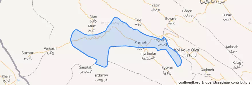 Mapa de ubicacion de زرنه.