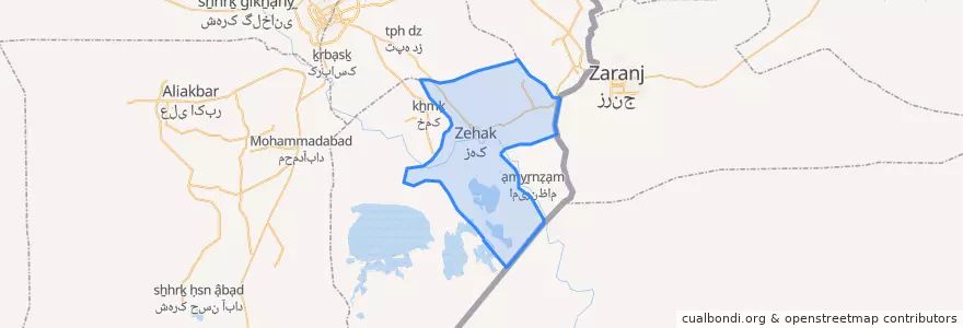 Mapa de ubicacion de زهک.