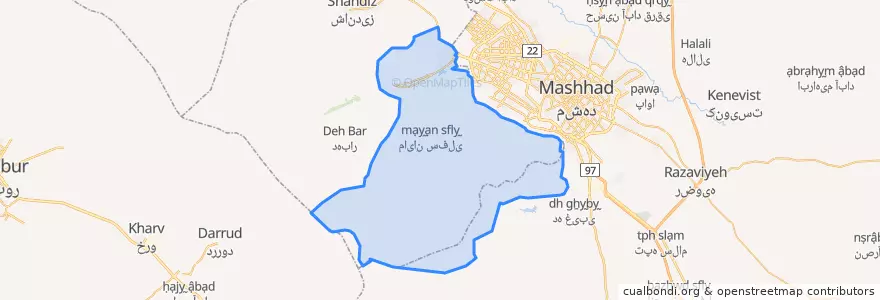 Mapa de ubicacion de دهستان طرقبه.