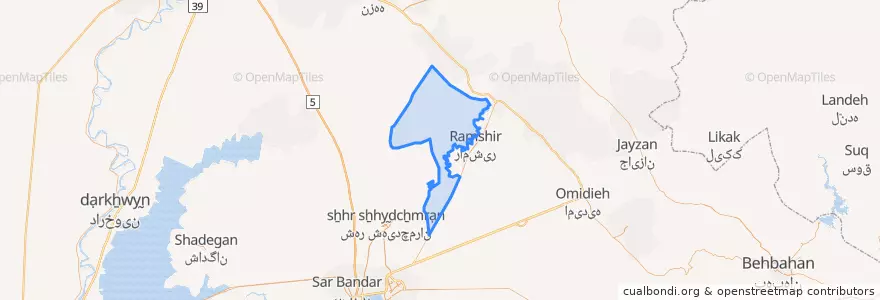 Mapa de ubicacion de عبدلیه غربی.