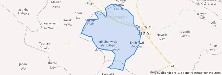Mapa de ubicacion de قوچان عتیق.