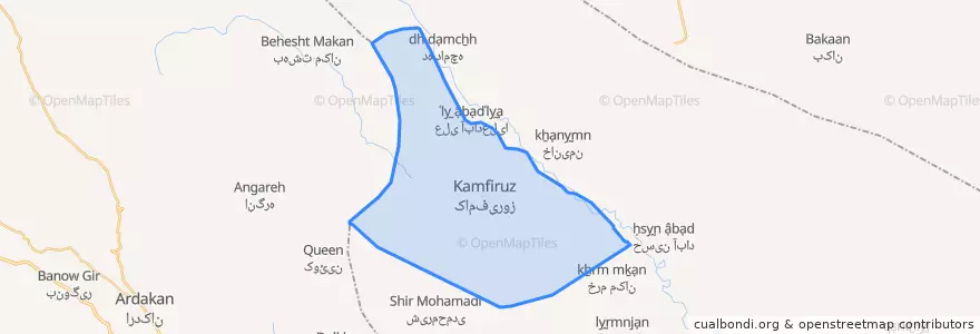 Mapa de ubicacion de دهستان کامفیروز جنوبی.