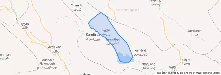 Mapa de ubicacion de دهستان کامفیروز شمالی.