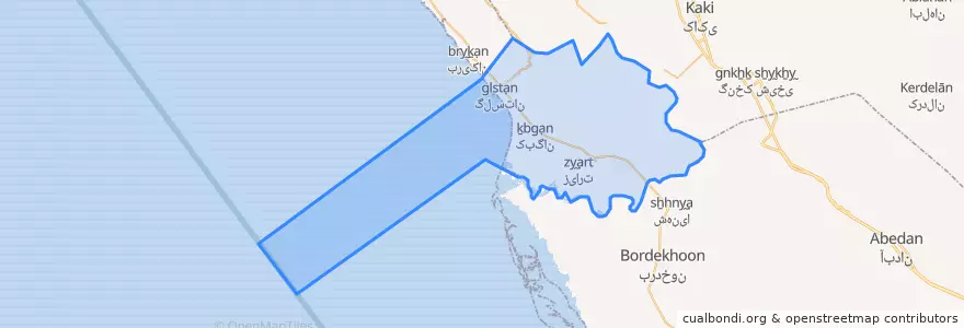 Mapa de ubicacion de کبگان.