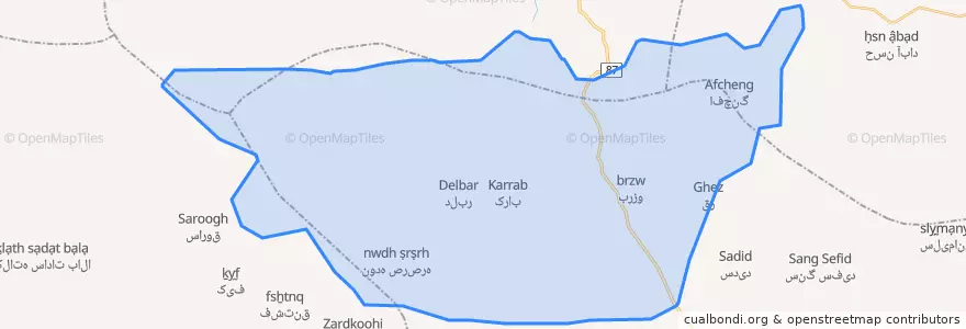 Mapa de ubicacion de کراب.