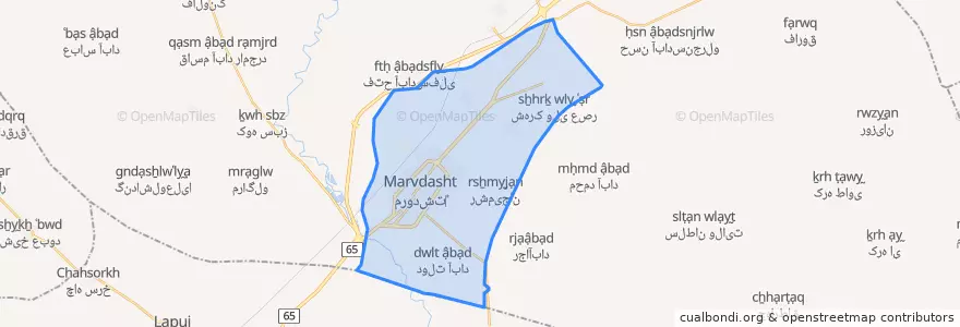 Mapa de ubicacion de حومه شهر مرودشت.