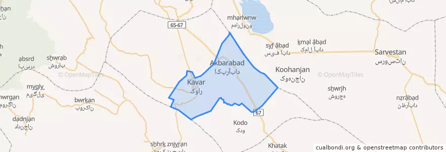 Mapa de ubicacion de دهستان کوار.
