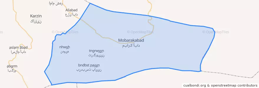 Mapa de ubicacion de دهستان مبارک آباد.