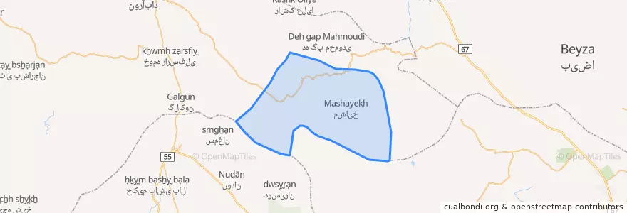 Mapa de ubicacion de دهستان مشایخ.