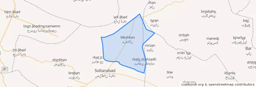 Mapa de ubicacion de مشکان.