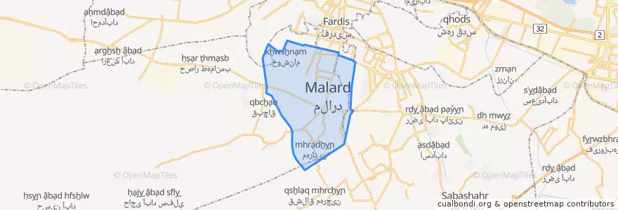 Mapa de ubicacion de ملارد شمالی.