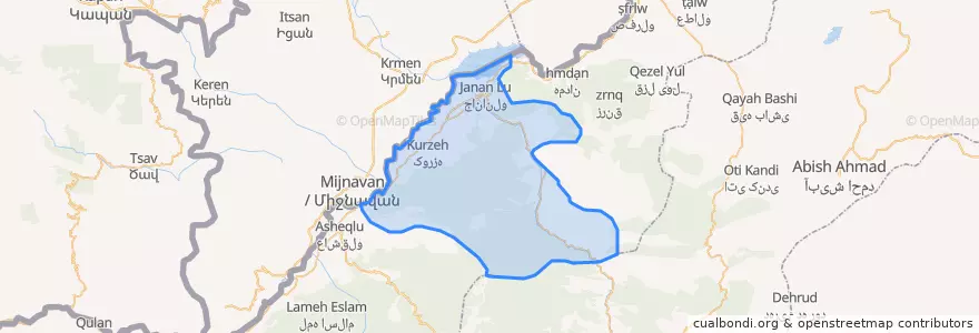 Mapa de ubicacion de منجوان شرقی.