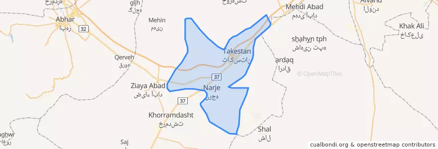 Mapa de ubicacion de تاکستان.