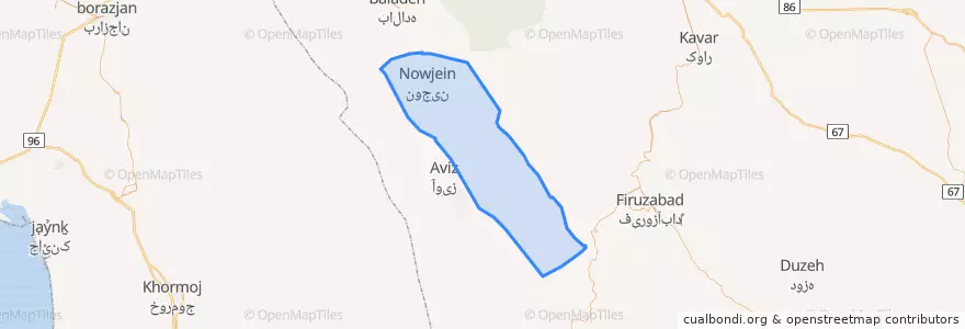 Mapa de ubicacion de دهستان نوجین.