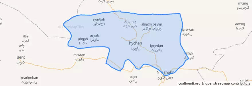 Mapa de ubicacion de هیچان.