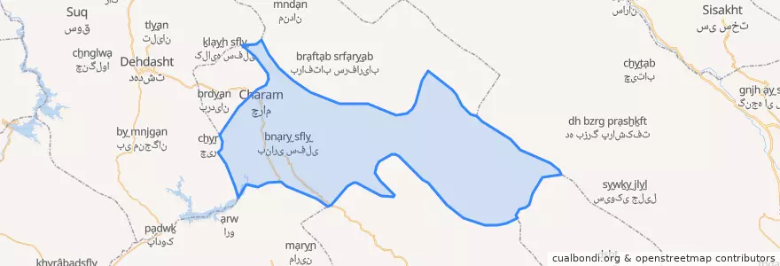 Mapa de ubicacion de چرام.