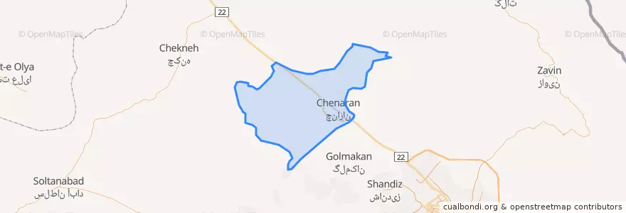 Mapa de ubicacion de دهستان چناران.
