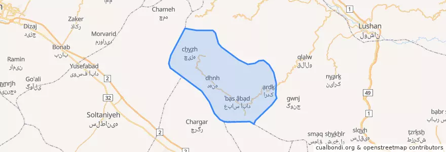Mapa de ubicacion de چوقور.