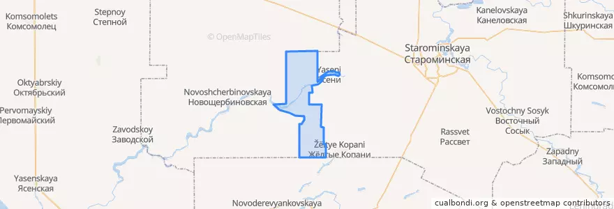 Mapa de ubicacion de Новоясенское сельское поселение.
