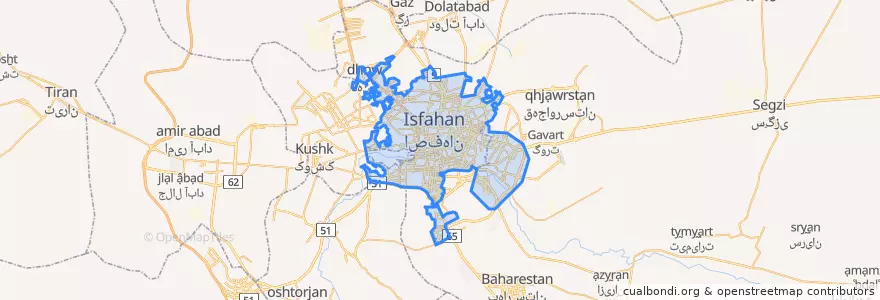 Mapa de ubicacion de اصفهان.