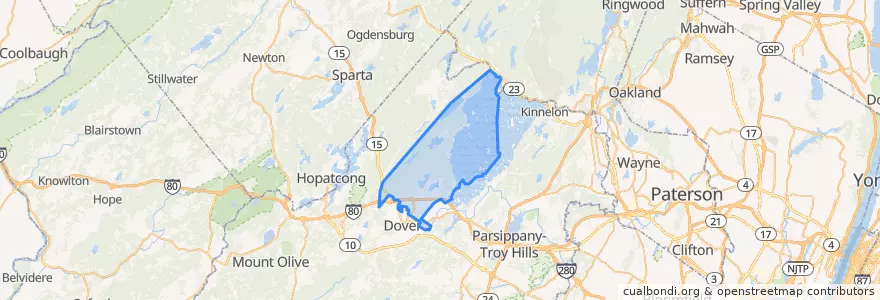 Mapa de ubicacion de Rockaway Township.