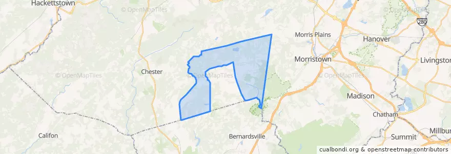 Mapa de ubicacion de Mendham Township.