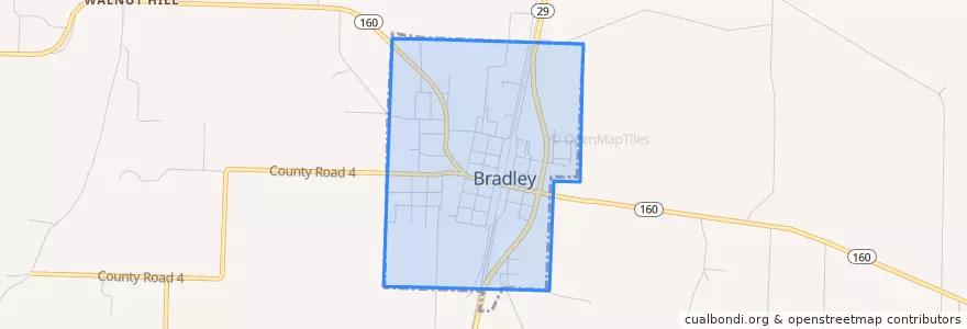Mapa de ubicacion de Bradley.