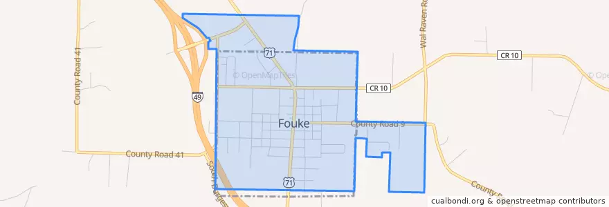 Mapa de ubicacion de Fouke.