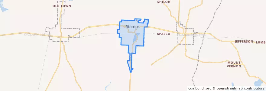 Mapa de ubicacion de Stamps.