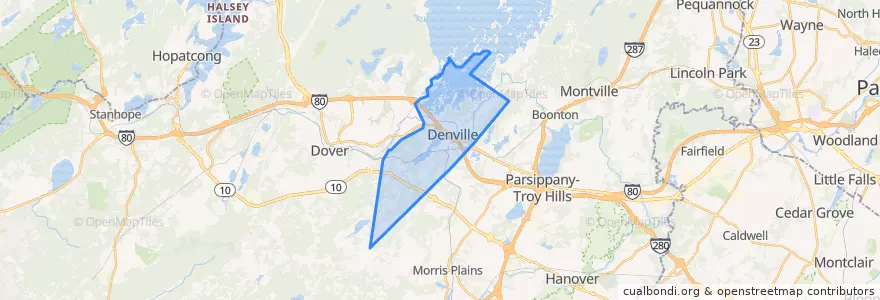 Mapa de ubicacion de Denville.