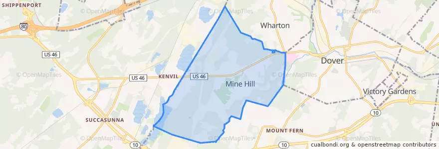 Mapa de ubicacion de Mine Hill.