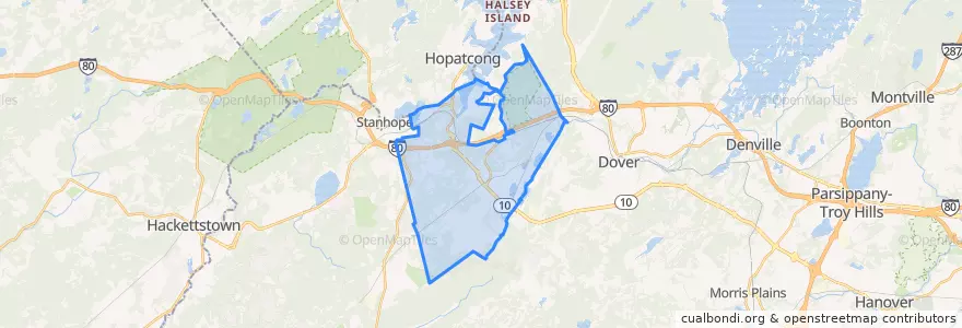 Mapa de ubicacion de Roxbury Township.
