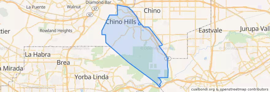 Mapa de ubicacion de Chino Hills.