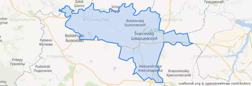 Mapa de ubicacion de Шварцевское сельское поселение.