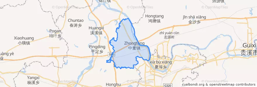 Mapa de ubicacion de 中童镇.
