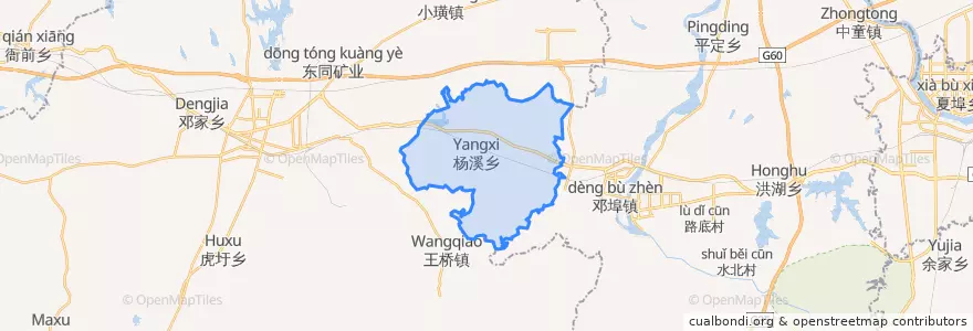 Mapa de ubicacion de 杨溪乡.