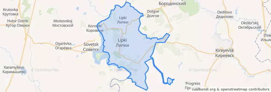 Mapa de ubicacion de Приупское сельское поселение.
