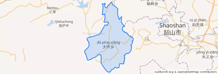 Mapa de ubicacion de Daping.