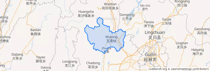 Mapa de ubicacion de Wutong.