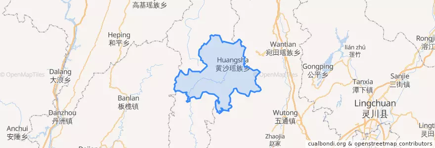 Mapa de ubicacion de 黄沙乡.