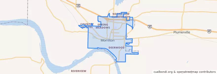 Mapa de ubicacion de Morrilton.
