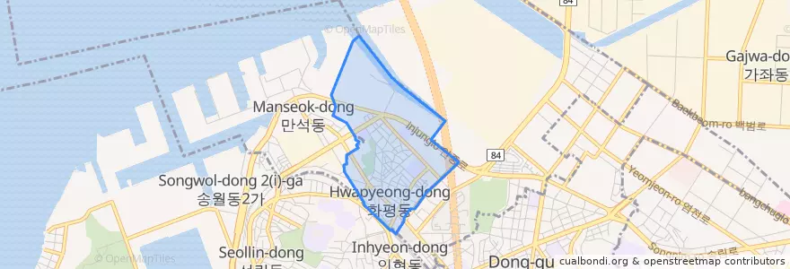 Mapa de ubicacion de 화수동.