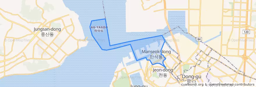 Mapa de ubicacion de 만석동.