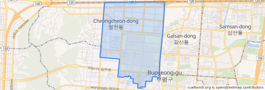 Mapa de ubicacion de 청천2동.