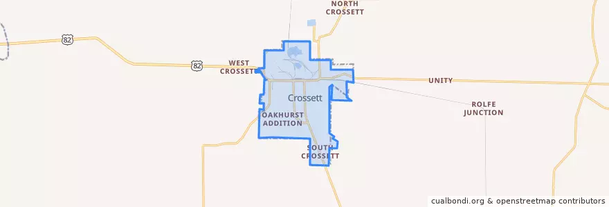 Mapa de ubicacion de Crossett.