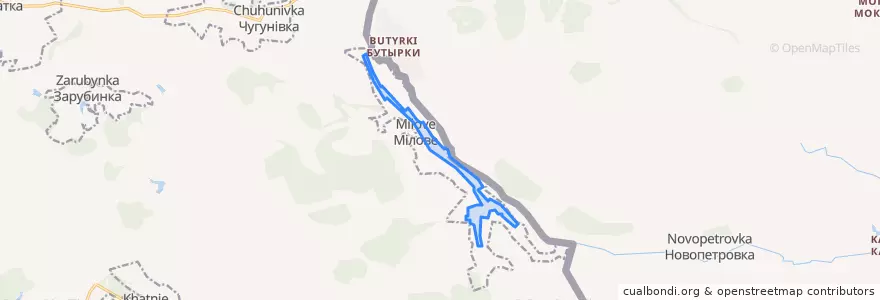 Mapa de ubicacion de Мілове.