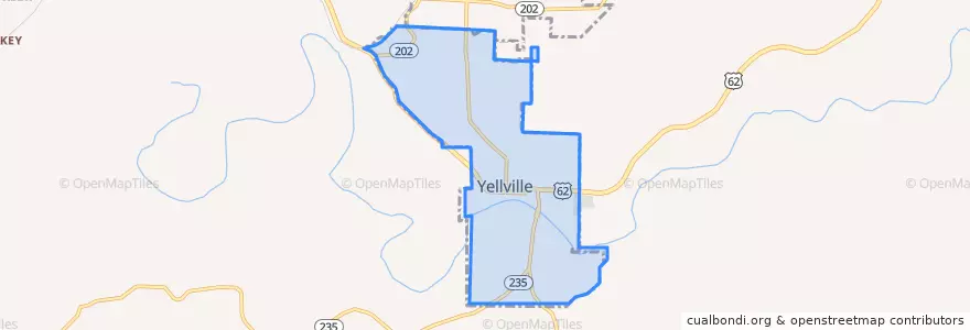 Mapa de ubicacion de Yellville.