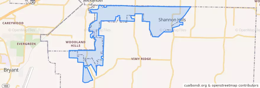 Mapa de ubicacion de Shannon Hills.