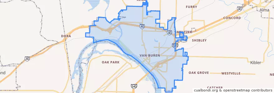 Mapa de ubicacion de Van Buren.